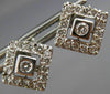 ESTATE .51CT DIAMOND 14KT WHITE GOLD 3D SQUARE CLUSTER HALO STUD EARRINGS #19054