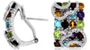 LARGE 7.24CT DIAMOND & AAA MULTI GEM 14KT WHITE GOLD 3D OVAL & ROUND EARRINGS