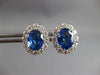 LARGE 5.27CT DIAMOND & AAA CEYLON SAPPHIRE 18KT WHITE GOLD 3D OVAL STUD EARRINGS