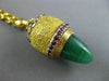 ANTIQUE LARGE & LONG 3.90CT DIAMOND & RUBY & JADE 18K 2TONE GOLD LARIAT NECKLACE