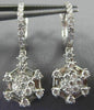 LARGE 14KT WHITE GOLD HUGGIE HANGING EARRINGS. 3D FLOWER OCTAGON DESIGN