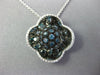 1.25CT WHITE & BLUE DIAMOND 14K WHITE GOLD 4 LEAF CLOVER FLOWER FLOATING PENDANT