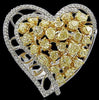 LARGE 5.96CT WHITE & FANCY YELLOW DIAMOND 18KT 2 TONE GOLD MULTI SHAPE LOVE RING