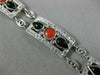 ANTIQUE LARGE 1.20CT ROSE CUT DIAMOND AAA ONYX & CORAL 18KT WHITE GOLD BRACELET