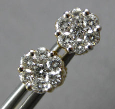 .50CT DIAMOND 14KT YELLOW GOLD 3D CLASSIC CLUSTER FLOWER INVISIBLE STUD EARRINGS