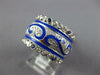 WIDE 1.62CT DIAMOND & AAA SAPPHIRE & BLUE ENAMEL 18K WHITE GOLD 3D ETERNITY RING