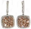 LARGE 2.75CT WHITE & PINK DIAMOND 18KT WHITE & ROSE GOLD SQUARE HANGING EARRINGS