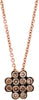 ESTATE .40CT BROWN DIAMOND 18KT ROSE GOLD 3D HANDCRAFTED FLOWER FLOATING PENDANT