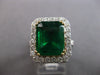 EXTRA LARGE 5.70CT DIAMOND & AAA EMERALD 18K 2 TONE GOLD 3D HALO ENGAGEMENT RING