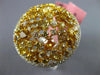 GIA LARGE 6.66CT MULTI COLOR DIAMOND 18K TWO TONE GOLD 3D FILIGREE COCKTAIL RING