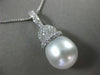 ESTATE LARGE & LONG .57CT DIAMOND 18KT WHITE GOLD SOUTH SEA PEARL PAVE PENDANT