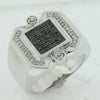 ESTATE WIDE .26CT WHITE & BLACK DIAMOND 14KT WHITE & BLACK GOLD SQUARE MENS RING