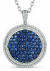ESTATE 3.10CT DIAMOND & AAA SAPPHIRE 18K WHITE GOLD DOUBLE HALO FLOATING PENDANT