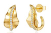 ESTATE .15CT DIAMOND 14KT YELLOW GOLD CLASSIC LEAF UMBRELLA FUN HANGING EARRINGS