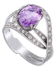ESTATE .32CT DIAMOND & AAA AMETHYST 18KT WHITE GOLD OVAL & ROUND LOVE KNOT RING