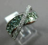 ESTATE WIDE 2.97CT DIAMOND & GREEN AMETHYST 14KT WHITE GOLD X RAINBOW LOVE RING