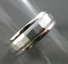 ESTATE WIDE 14KT SOLID WHITE GOLD 3D HAMMERED LOOK MENS WEDDING RING #1293