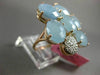 ESTATE LARGE 10.25CT DIAMOND & AAA BLUE QUARTZ 14KT YELLOW GOLD 3D FLOWER RING