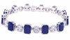 LARGE 19.46CT DIAMOND & AAA SAPPHIRE 18K WHITE GOLD MULTI FLOWER TENNIS BRACELET