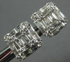 1.08CT DIAMOND 18KT WHITE GOLD 3D ROUND & BAGUETTE CLUSTER SQUARE STUD EARRINGS