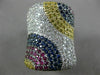 LARGE 3.0CT WHITE & FANCY YELLOW DIAMOND AAA SAPPHIRE & RUBY 18K WHITE GOLD RING