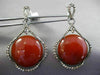 ANTIQUE MASSIVE 47.58CT FANCY DIAMOND & AAA RED AGATE 14KT 2 TONE GOLD EARRINGS