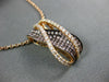 LARGE .75CT WHITE & PINK DIAMOND 18KT ROSE & BLACK GOLD CRISS CROSS WAVE PENDANT