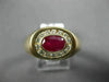 ESTATE 1.20CT DIAMOND & AAA RUBY 14K YELLOW GOLD 3D OVAL BEZEL CLASSIC MENS RING