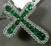 ESTATE .44CT DIAMOND & AAA EMERALD 14KT WHITE GOLD 3D CROSS FLOATING PENDANT