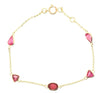 ESTATE 2.63CT AAA RUBELLITE 14K YELLOW GOLD MULTI SHAPE BY THE YARD FUN BRACELET