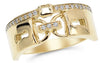 ESTATE WIDE .15CT DIAMOND 14K YELLOW GOLD 3D CLASSIC ROUND DOUBLE LOCK LOVE RING