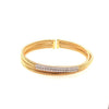ESTATE .74CT DIAMOND 18KT 2 TONE GOLD MULTI ROW CRISS CROSS CUFF BANGLE BRACELET