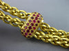 ANTIQUE LARGE & LONG 3.90CT DIAMOND & RUBY & JADE 18K 2TONE GOLD LARIAT NECKLACE