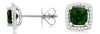 1.34CT DIAMOND & AAA RUSSALITE 14KT WHITE GOLD 3D CUSHION & ROUND STUD EARRINGS