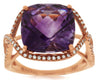 ESTATE 6.75CT DIAMOND & AAA AMETHYST 14K ROSE GOLD CUSHION & ROUND FUN LOVE RING
