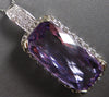 LARGE 25.13CT DIAMOND & AAA AMETHYST 14KT WHITE GOLD 3D CUSHION & ROUND PENDANT