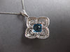 LARGE 3CT DIAMOND & AAA BLUE TOPAZ 14K WHITE GOLD CUSHION & ROUND SQUARE PENDANT