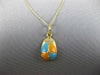 ESTATE ORANGE & BLUE ENAMEL 14K YELLOW GOLD BASEBALL CAP CHARM PENDANT 25226