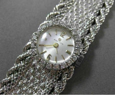 ANTIQUE EXTRA WIDE .45CT DIAMOND 14KT WHITE GOLD LARGE 3D ELECTION WATCH #20453