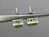 ESTATE 3.41CT DIAMOND & AAA PERIDOT 14KT WHITE GOLD SQUARE HALO CLASSIC EARRINGS