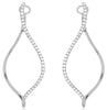 LARGE .56CT DIAMOND 14K WHITE GOLD 3D CLASSIC TEAR DROP CLIP ON HANGING EARRINGS