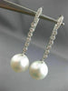 ESTATE .36CT DIAMOND & AAA SOUTH SEA PEARL 18KT WHITE GOLD 3D HANGING EARRINGS