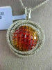 ESTATE LARGE 3.62CT DIAMOND & MULIT COLOR SAPPHIRE 18KT WHITE GOLD GLOBE PENDANT
