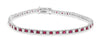 ESTATE 4.13CT DIAMOND & AAA RUBY 14K WHITE GOLD 3D PRINCESS TENNIS LOVE BRACELET