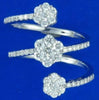 LARGE 1.00CT DIAMOND 18KT WHITE GOLD ROUND MULTI ROW FLOWER ANNIVERSARY RING