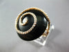 ESTATE EXTRA LARGE .57CT DIAMOND & AAA ONYX 14KT ROSE GOLD ROUND SWIRL FUN RING