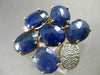 ESTATE LARGE 10.25CT DIAMOND & AAA SLICED BLUE AGATE 14KT ROSE GOLD FLOWER RING