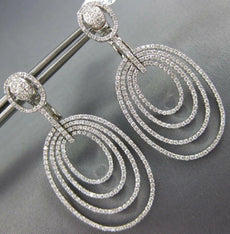 ESTATE LARGE 1.93CT DIAMOND 18KT WHITE GOLD MULTI OVAL CLIP ON HANGING EARRINGS
