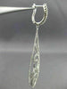 LONG 1.47CT DIAMOND 18KT WHITE GOLD FILIGREE FLOWER LEVER BACK HANGING EARRINGS