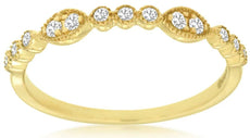 .15CT DIAMOND 14KT YELLOW GOLD ROUND & MARQUISE SHAPE FILIGREE ANNIVERSARY RING